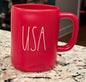 New Rae Dunn Americana matte red ceramic USA coffee mug