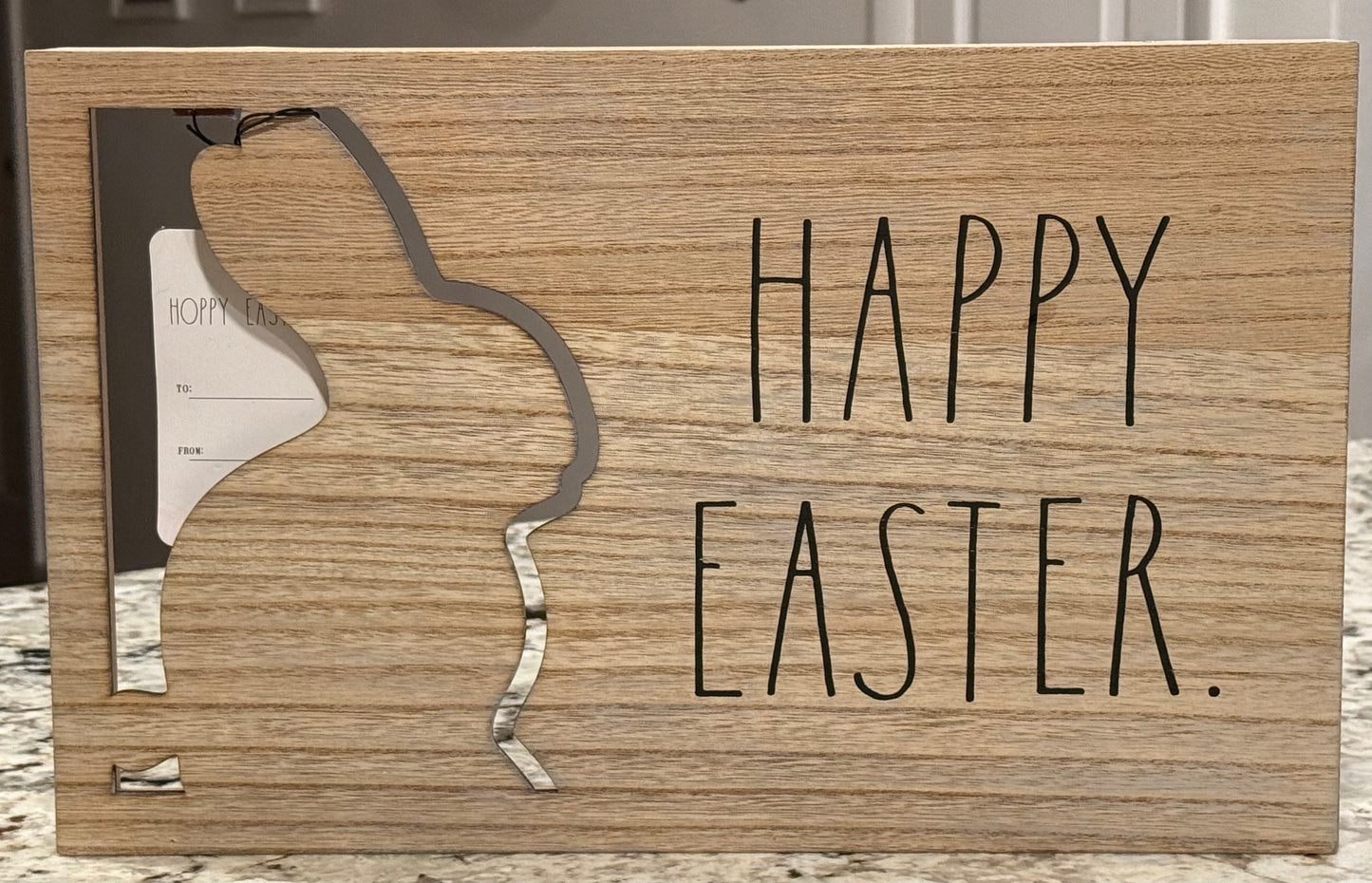 New Rae Dunn large wood bunny cutout holiday sign HAPPY EASTER