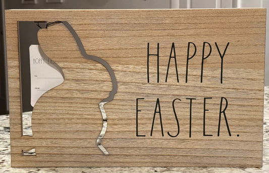 New Rae Dunn large wood bunny cutout holiday sign HAPPY EASTER