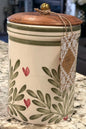 New Ceramic Made in India floral green/pink (med) size canister