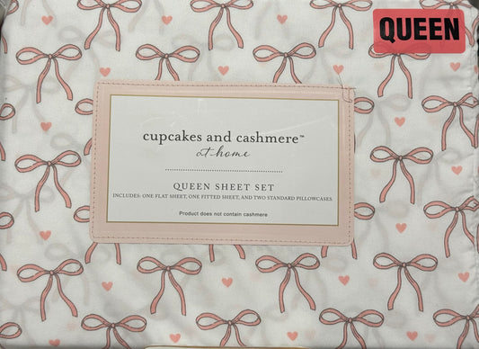 New pink & white Cupcakes and cashmere QUEEN size coquette sheet set