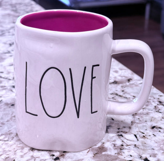 Rae Dunn white ceramic coffee mug LOVE/YOU