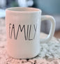 New Rae Dunn white ceramic coffee mug FAMILY (M) Stamped