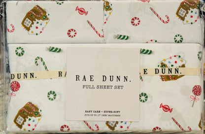 New Rae Dunn white gingerbread house sheet set FULL size