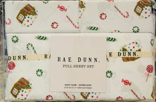 New Rae Dunn white gingerbread house sheet set FULL size
