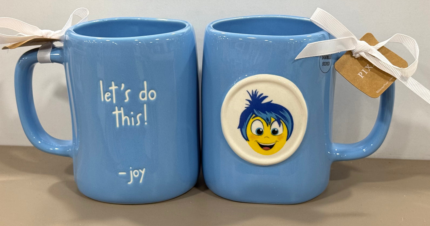 New Rae Dunn x Inside Out Movie ceramic coffee mug LET’S DO THIS-Joy