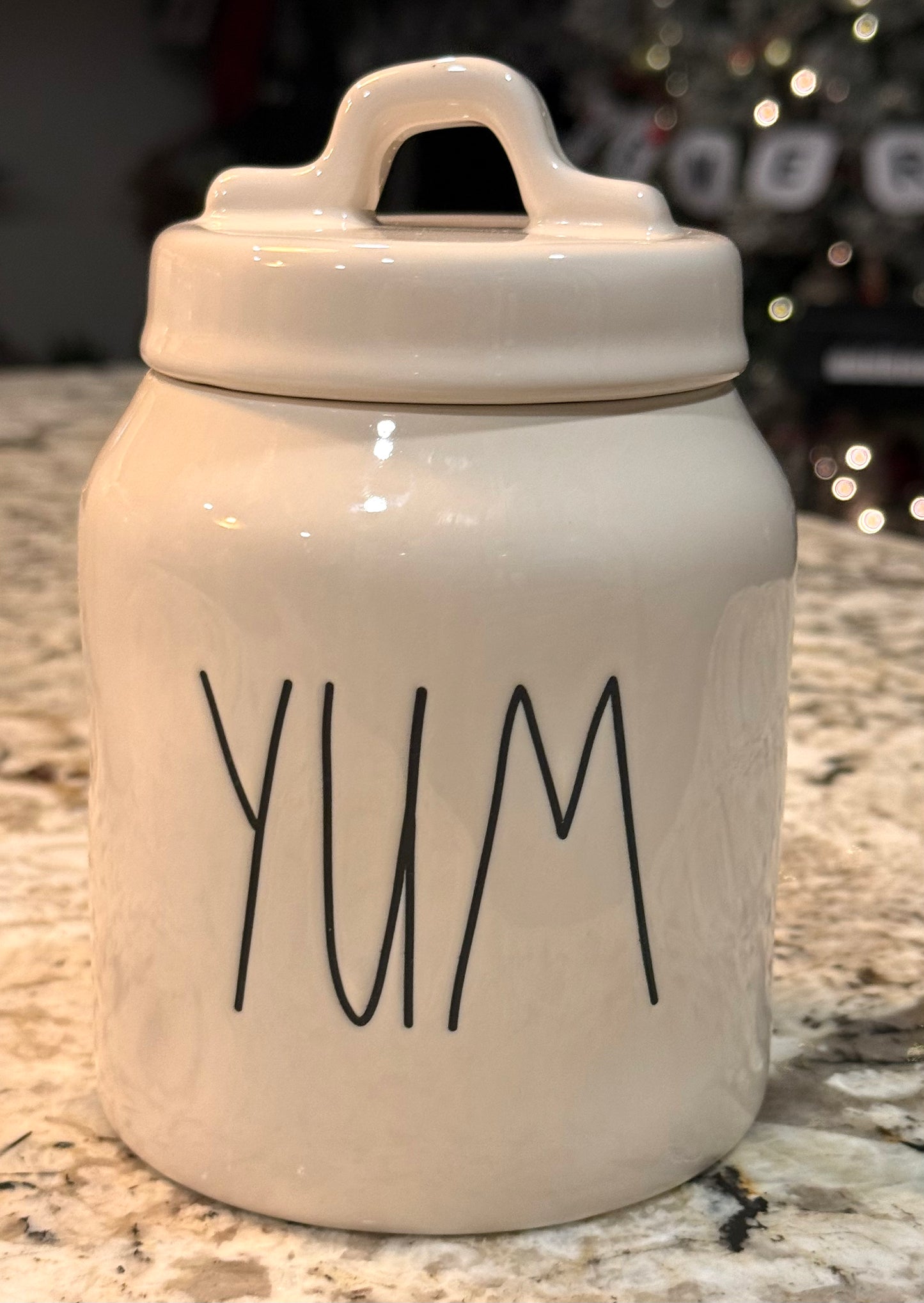 New Rae Dunn white ceramic canister 6” YUM
