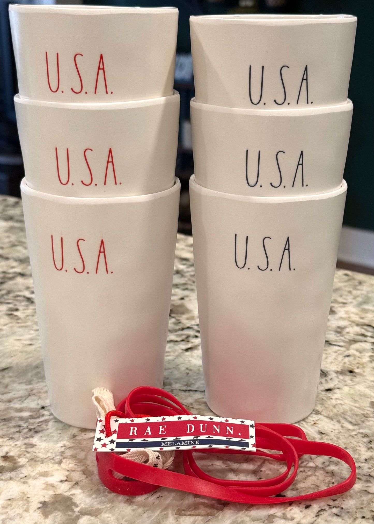 New Rae Dunn 6-pack melamine July 4th USA cup set