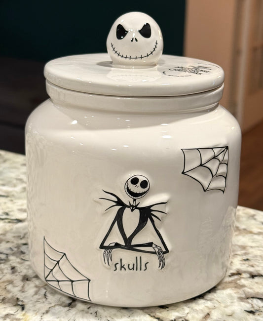 New Rae Dunn x Nightmare before Christmas ceramic canister SKULLS ☠️