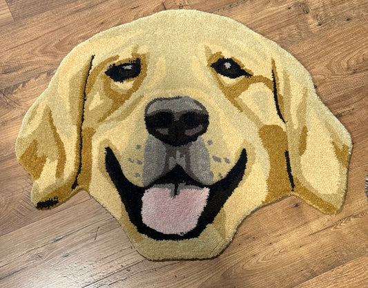 New large dog face Golden Retriever floor rug