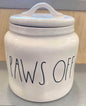 New Rae Dunn ceramic dog storage canister PAWS OFF