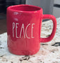 New Rae Dunn red ceramic coffee mug PEACE