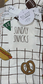 New Rae Dunn kitchen dish towel set 3-pieces SUNDAY SNACKS
