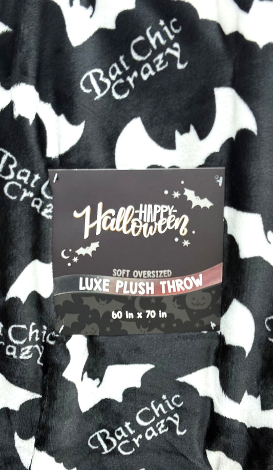 New 2-piece black bat pillow & Blanket 50x70 Halloween gift decor BAT CHIC CRAZY