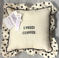 New cream 12x12 ruffled edge polka dot throw pillow decor I NEED COFFEE