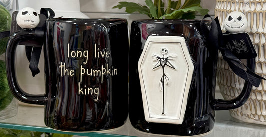 New Rae Dunn x Nightmare before Christmas ceramic Halloween coffee mug LONG LIVE THE PUMPKIN KING