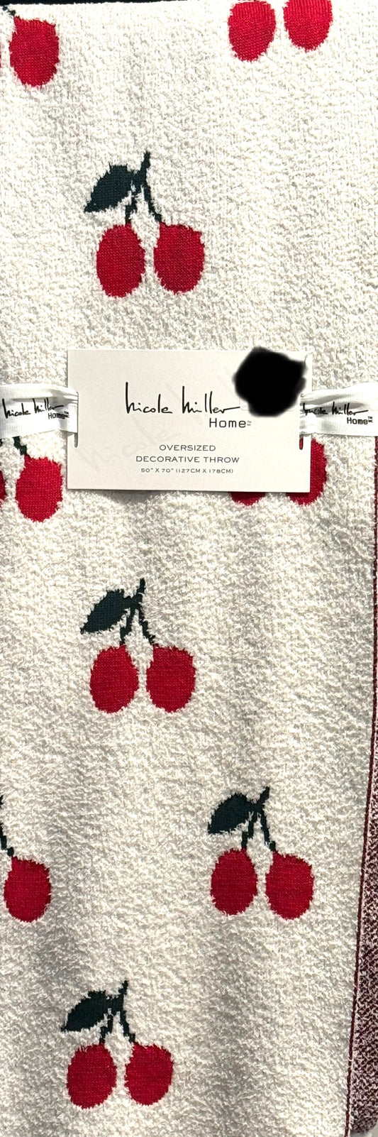 New Rachel Zoe white cherry 🍒 print throw blanket 50x70