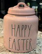 New Rae Dunn pink ceramic 8” HAPPY EASTER canister cookie jar