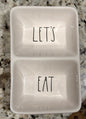 Rae Dunn white ceramic snack tray LET’S EAT