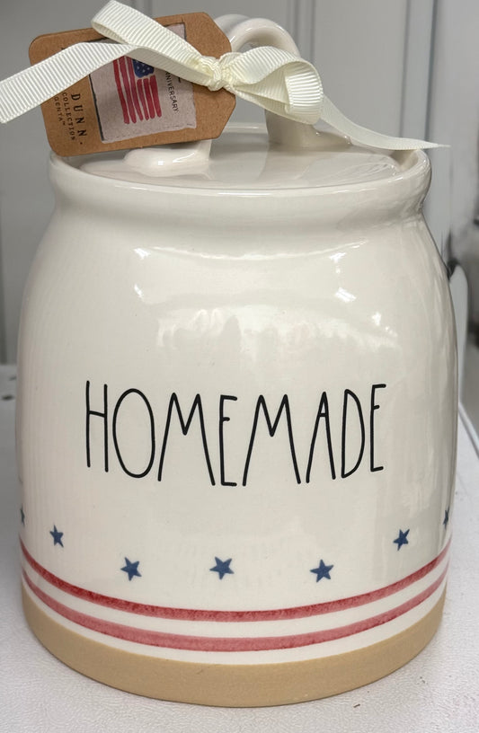 New release Rae Dunn ceramic patriotic canister HOMEMADE clay bottom