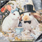 New Oliver canvas hand embellished art Easter tea party bunny photo 15x15