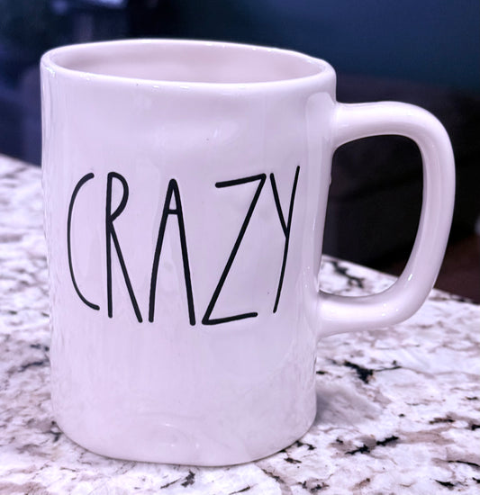 Rae Dunn white ceramic coffee mug CRAZY
