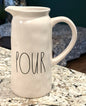 Rae Dunn white ceramic 9” POUR farmhouse pitcher