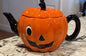 New orange ceramic winking pumpkin fall teapot decor