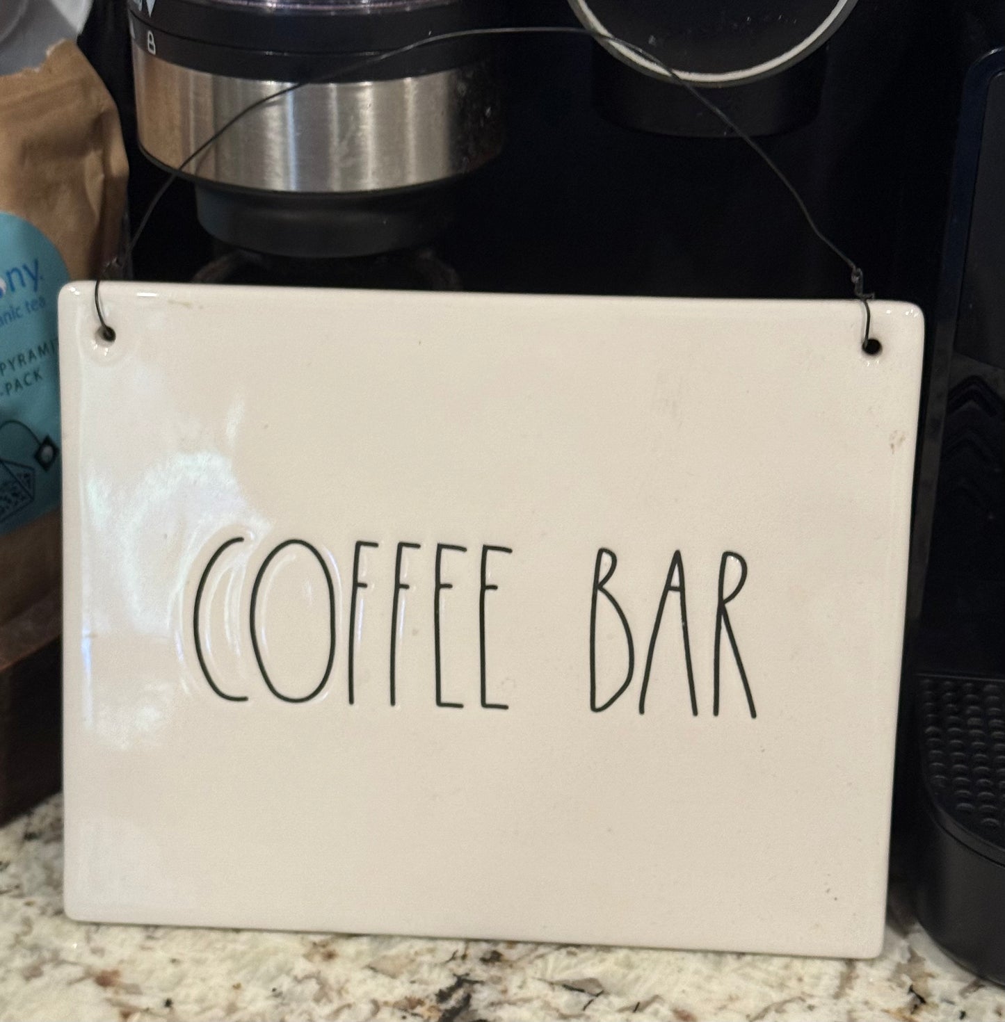 New Rae Dunn 8x7.5 ceramic COFFEE BAR hanging wall decor sign