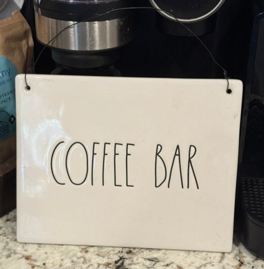New Rae Dunn 8x7.5 ceramic COFFEE BAR hanging wall decor sign