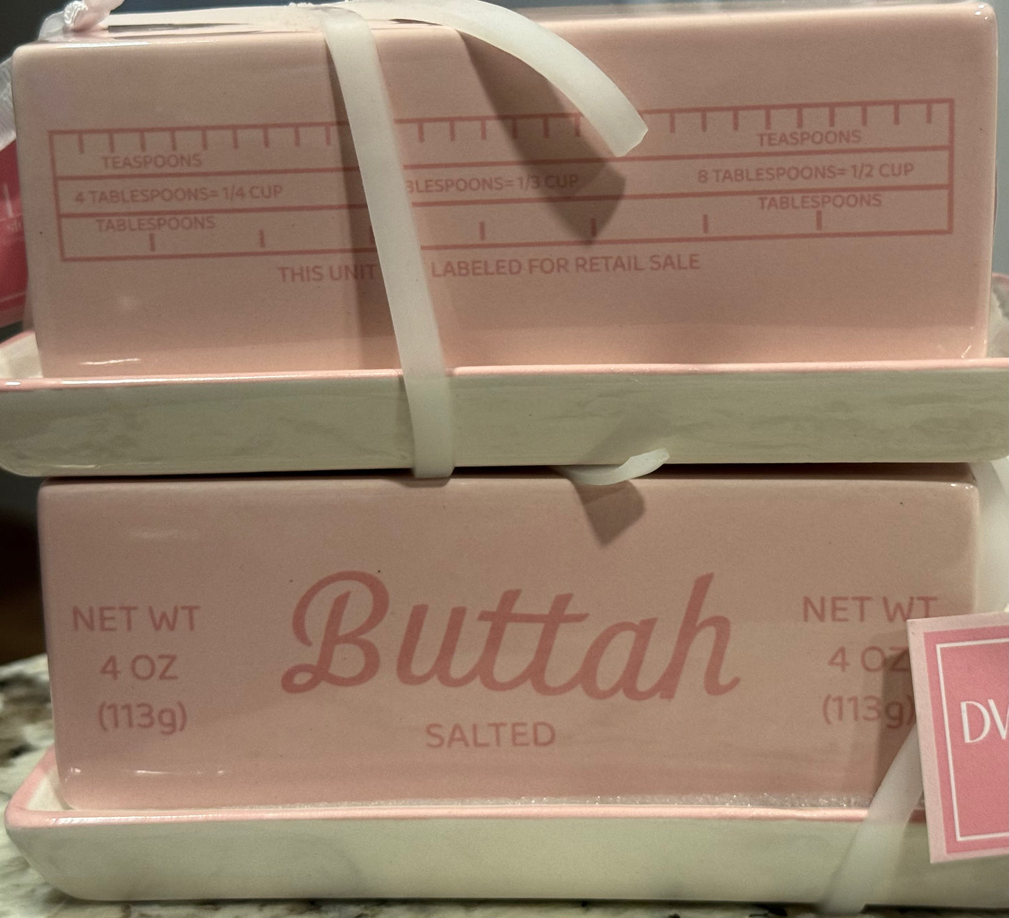 New pink ceramic butter holder dish BUTTAH