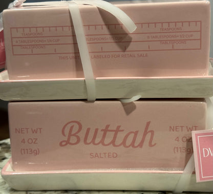 New pink ceramic butter holder dish BUTTAH
