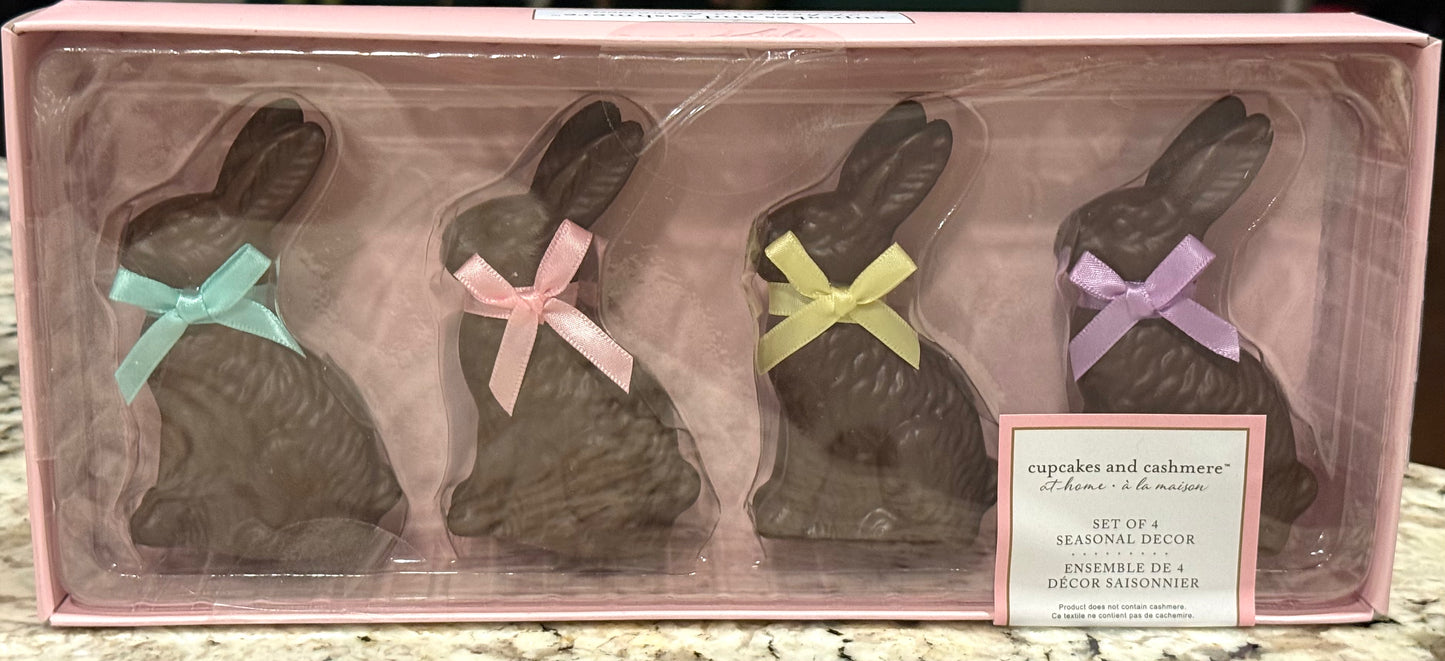 New Cupcakes and Cashmere 4-piece faux chocolate bunny Easter decor