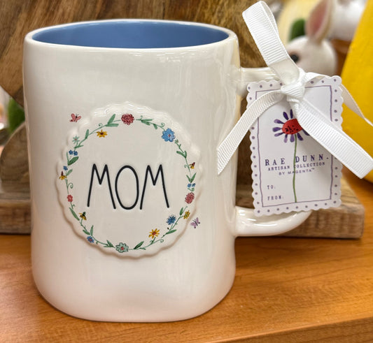 New Rae Dunn white ceramic coffee mug MOM