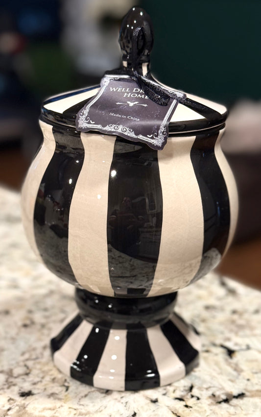 New Well Dressed Home Black and white striped ceramic taureen