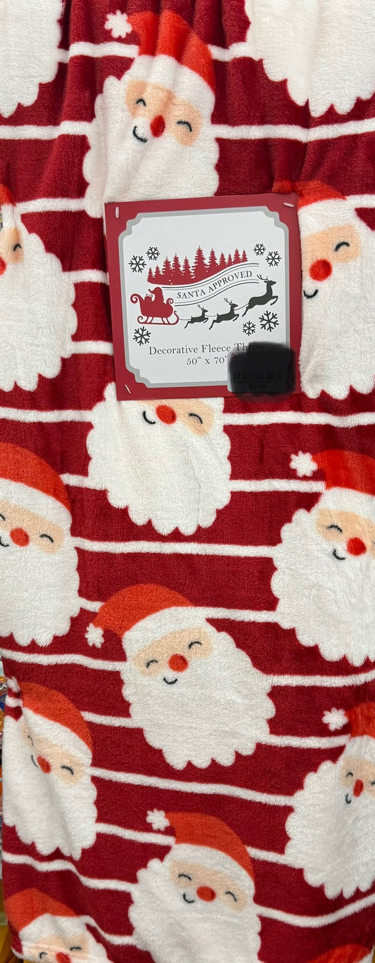 New red striped Christmas Santa Claus throw blanket bedding 50x70