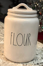 New 9” Rae Dunn white ceramic storage canister FLOUR