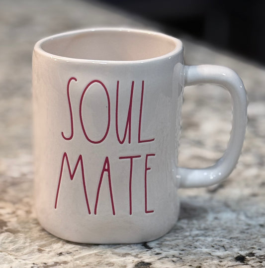 New Rae Dunn white ceramic coffee mug SOUL MATE