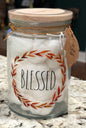 New Rae Dunn clear glass apothecary jar BLESSED cotton balls