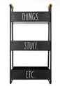 New Rae Dunn “Things – Stuff – Etc.” black Metal 3-Tier Tabletop Caddy 17”