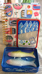 New Sardines printed spiral notebook & candle gift set