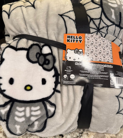 New Halloween Hello Kitty skeleton black and gray 90x90 queen/full size blanket bedding