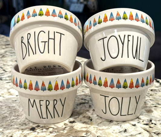 New Rae Dunn 4-piece Christmas watercolor ramekins dish set