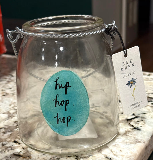 New Rae Dunn glass HIP HOP HOP decorative storage jar, lantern, candle holder