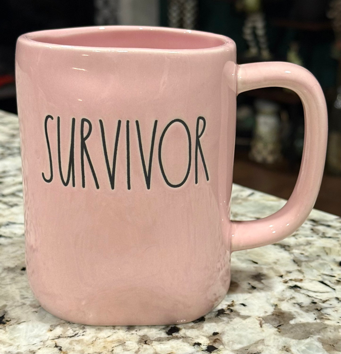 New Rae Dunn pink ceramic coffee mug SURVIVOR