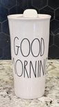 Rae Dunn white ceramic GOOD MORNING coffee tumbler