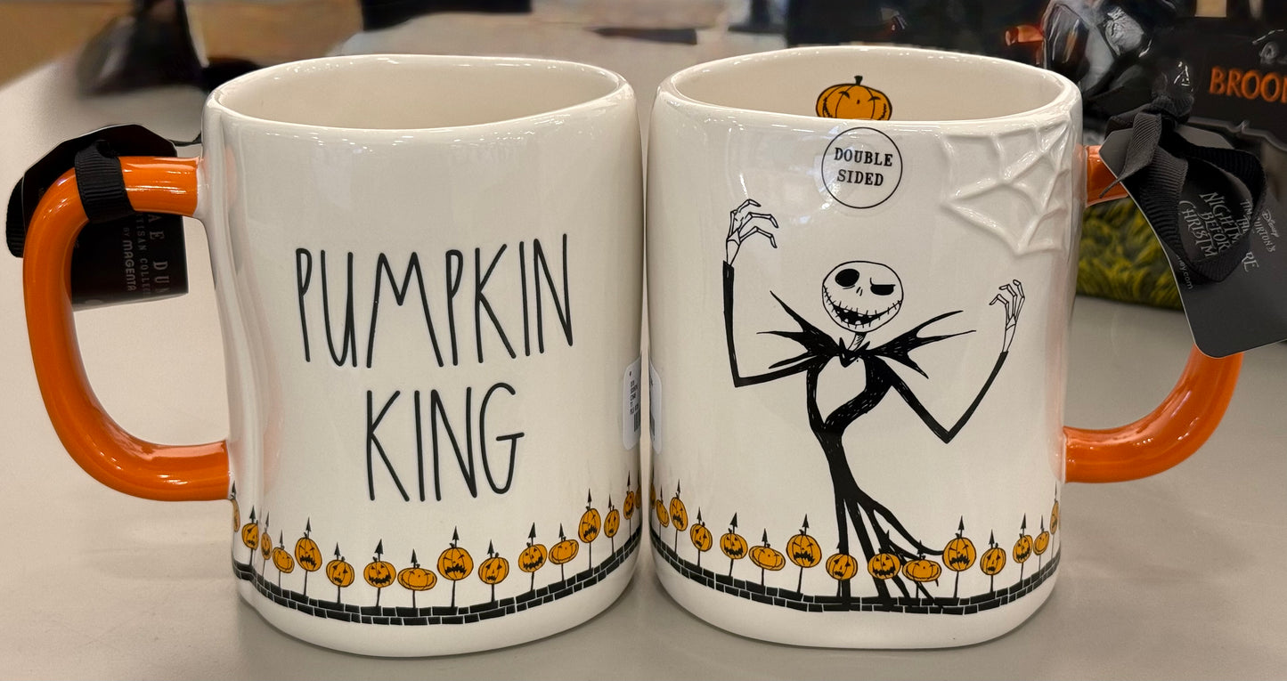 New Rae Dunn x Nightmare before Christmas ceramic Halloween coffee mug THE PUMPKIN KING