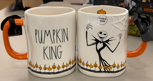 New Rae Dunn x Nightmare before Christmas ceramic Halloween coffee mug THE PUMPKIN KING