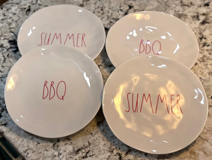 New Rae Dunn 12” 4-piece melamine plate set SUMMER BBQ