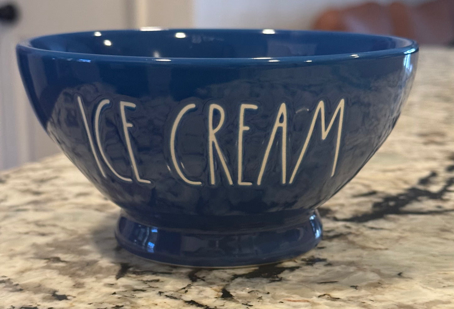 Rae Dunn blue ceramic ICE CREAM bowl